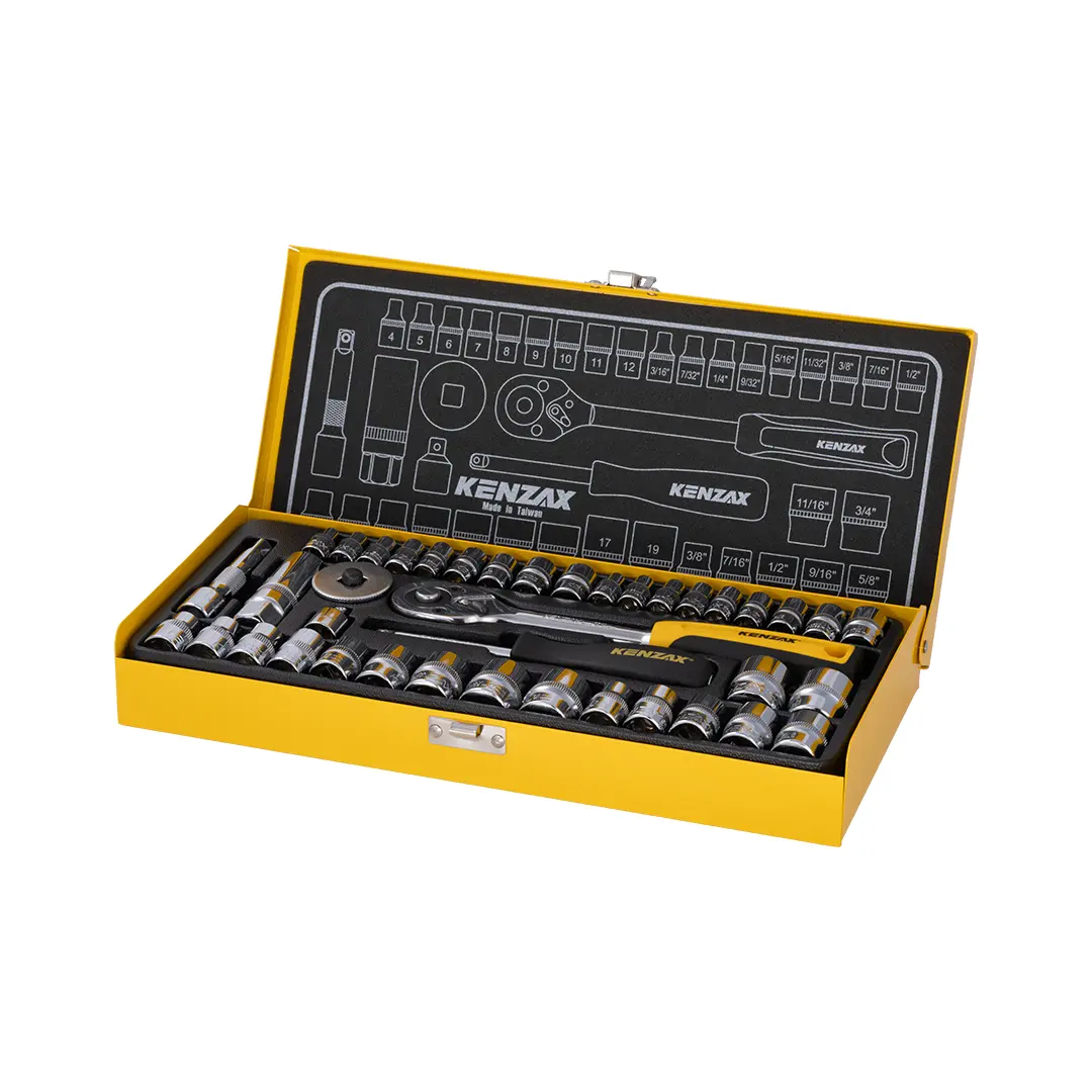 جعبه بکس 40 پارچه1/4.3/8 اینچ کنزاکس 9440 جعبه بکس 40 پارچه1/4.3/8 اینچ کنزاکس 9440